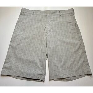 Mens Nike Golf Dri Fit Light L Gray Plaid Athletic Golf Shorts Size‎ 36 EUC
